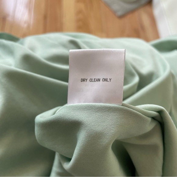 Birdy Grey Ash Crepe Sage Green Cowl Neck Slit Bridesmaid Dress Gown EUC Size S - Picture 11 of 12